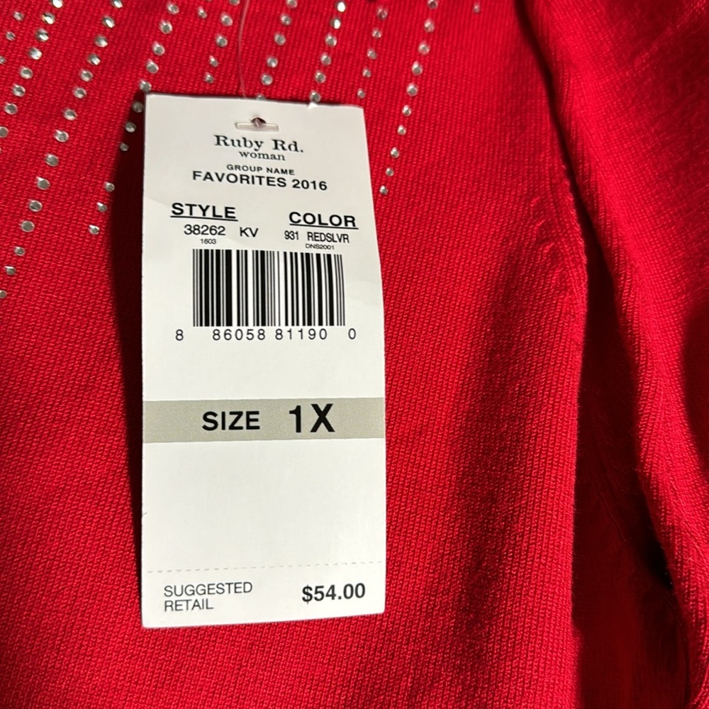 NWT Ruby Rd. Red sweater 1X - Picture 7 of 7